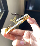 LV Stylish Gold Bangle – Luxury Stainless Steel Bracelet - Crazy Women