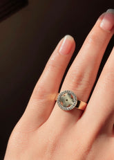 Tory Gemstone Emblem Ring – Elegant Logo Design with Sparkling Stone Border - Crazy Women