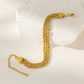 18k Gold Plated Triple Layer Rope Chain Bracelet - Crazy Women