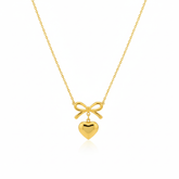 Bow And Heart Gold plated Women Necklace