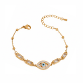 Gold Evil Eye Crystal Chain Bracelet for Women