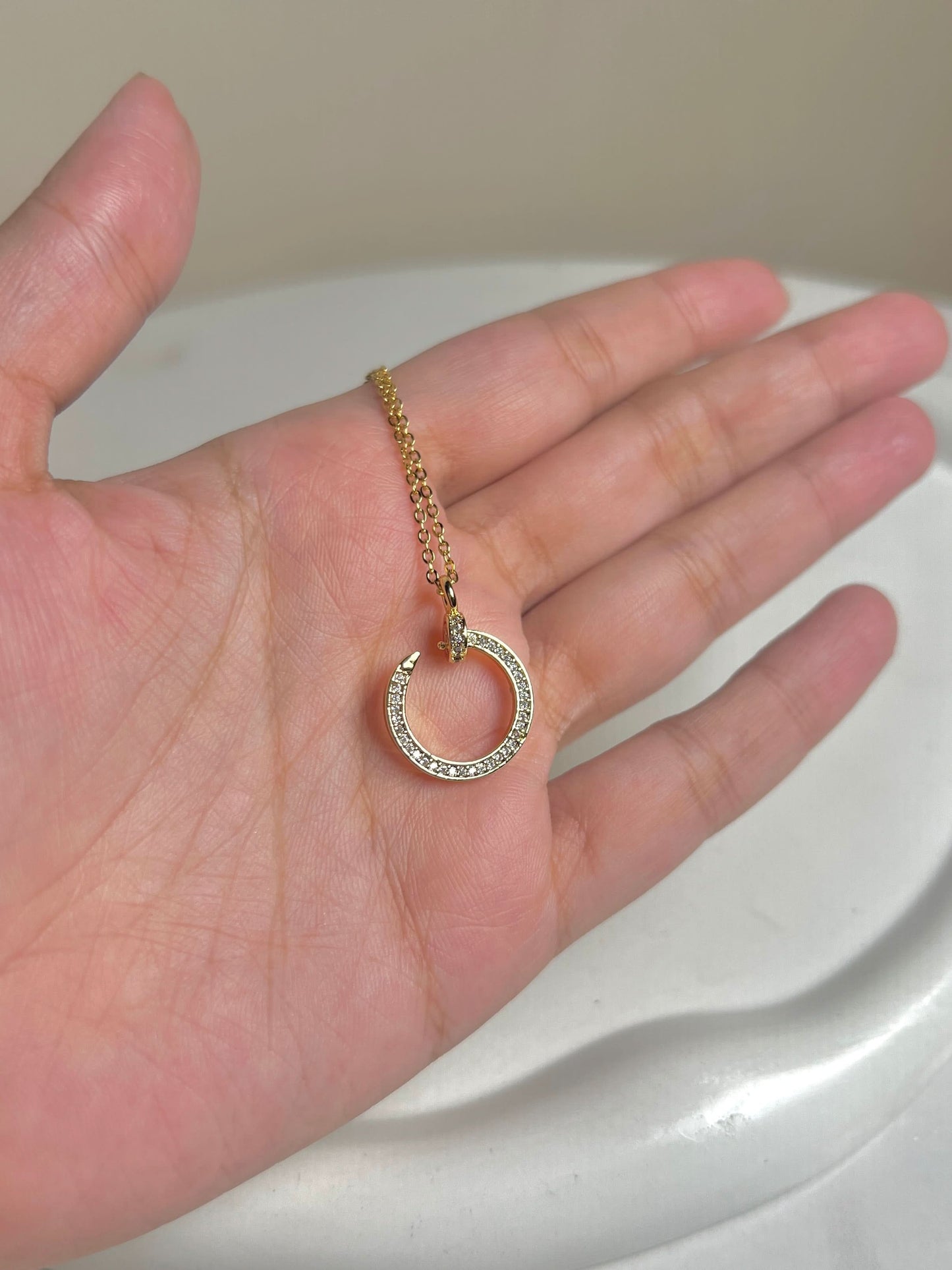 Stainless Hollow Circle Golden Necklace
