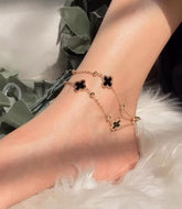 Fashion Clover Titanium Steel Double layer Anklet - 3243350 - Crazy Women