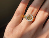 Tory Stone Emblem Ring – Elegant Tory Logo with Sparkling Stone Border - Crazy Women