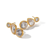 Gold Multi-Stone Crystal Stud Earrings for Women