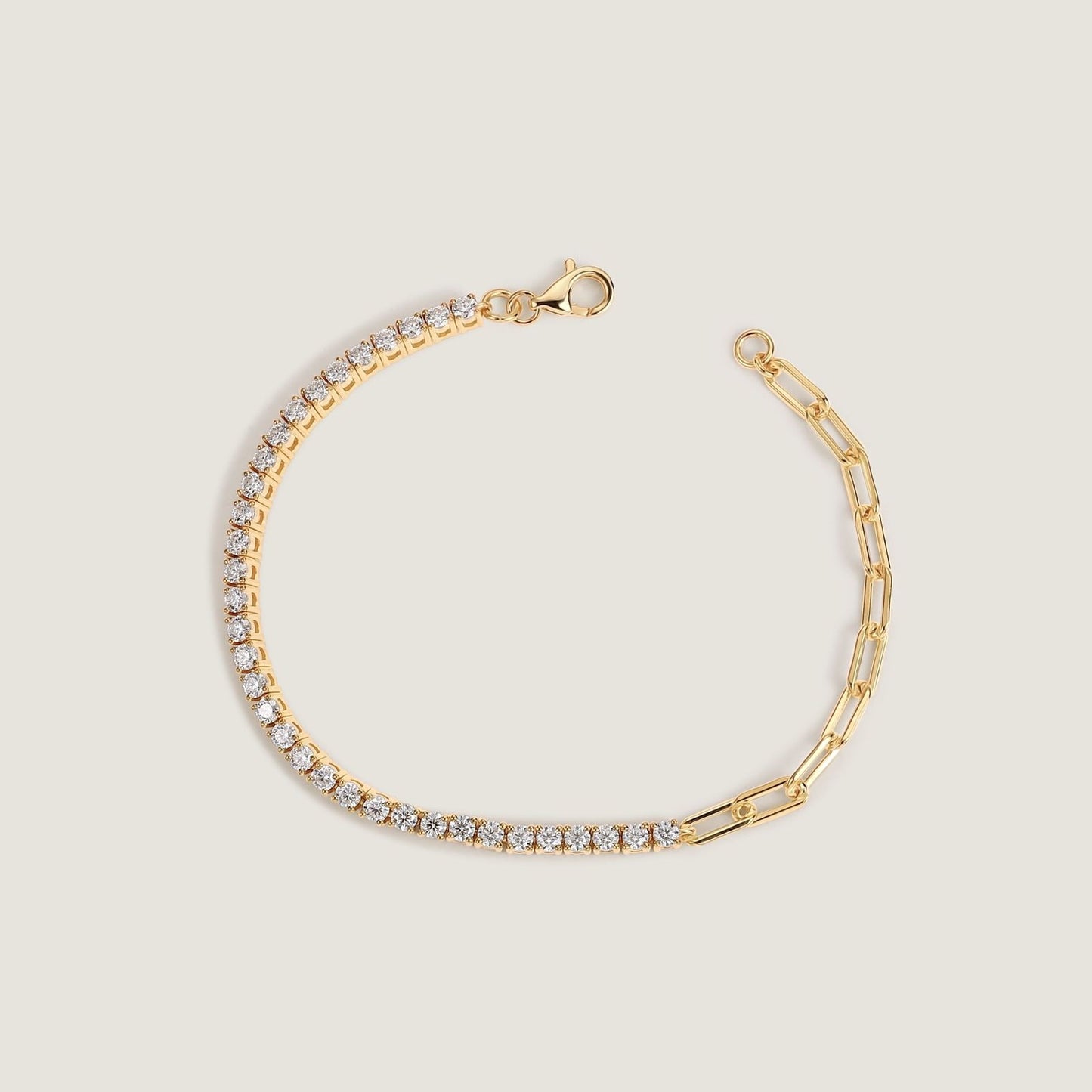 Gold Crystal Chain Bracelet with Adjustable Clasp