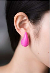 Pink Water Drop Design Earring - Crazy Women