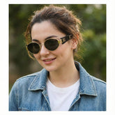 Miu Miu Round Black Sunglasses with Gold Frame – Luxury Designer Eyewear