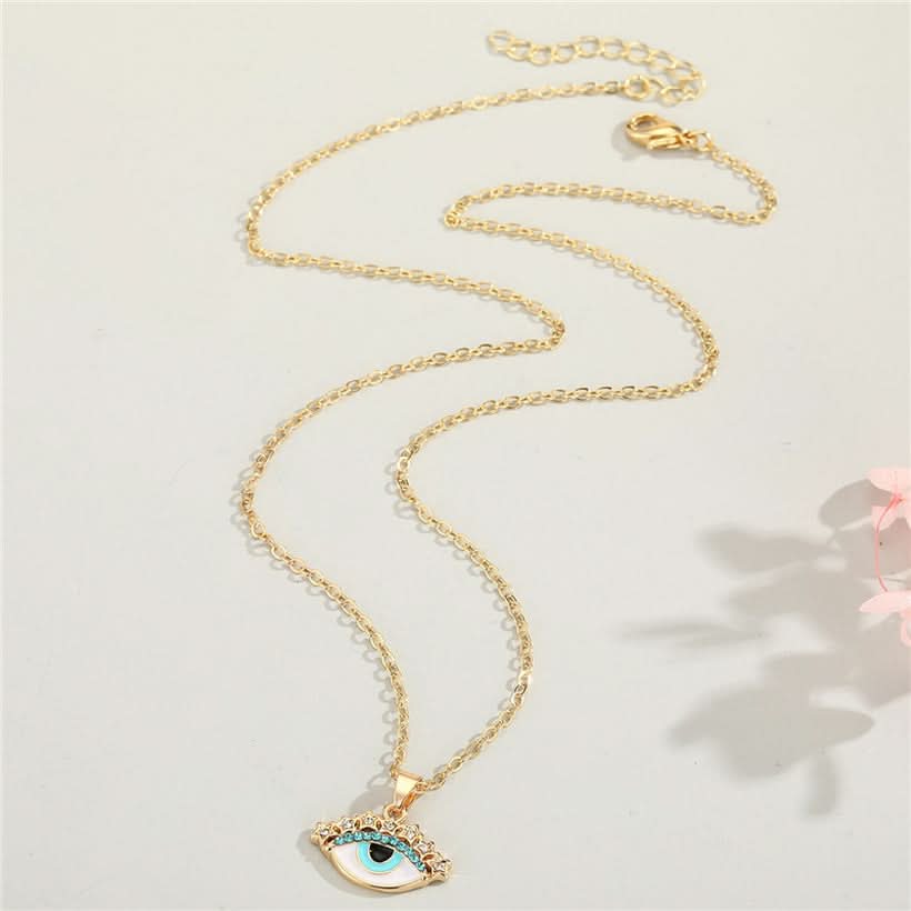 Retro Rhinestone Lucky evils Alloy Necklace - 3243117