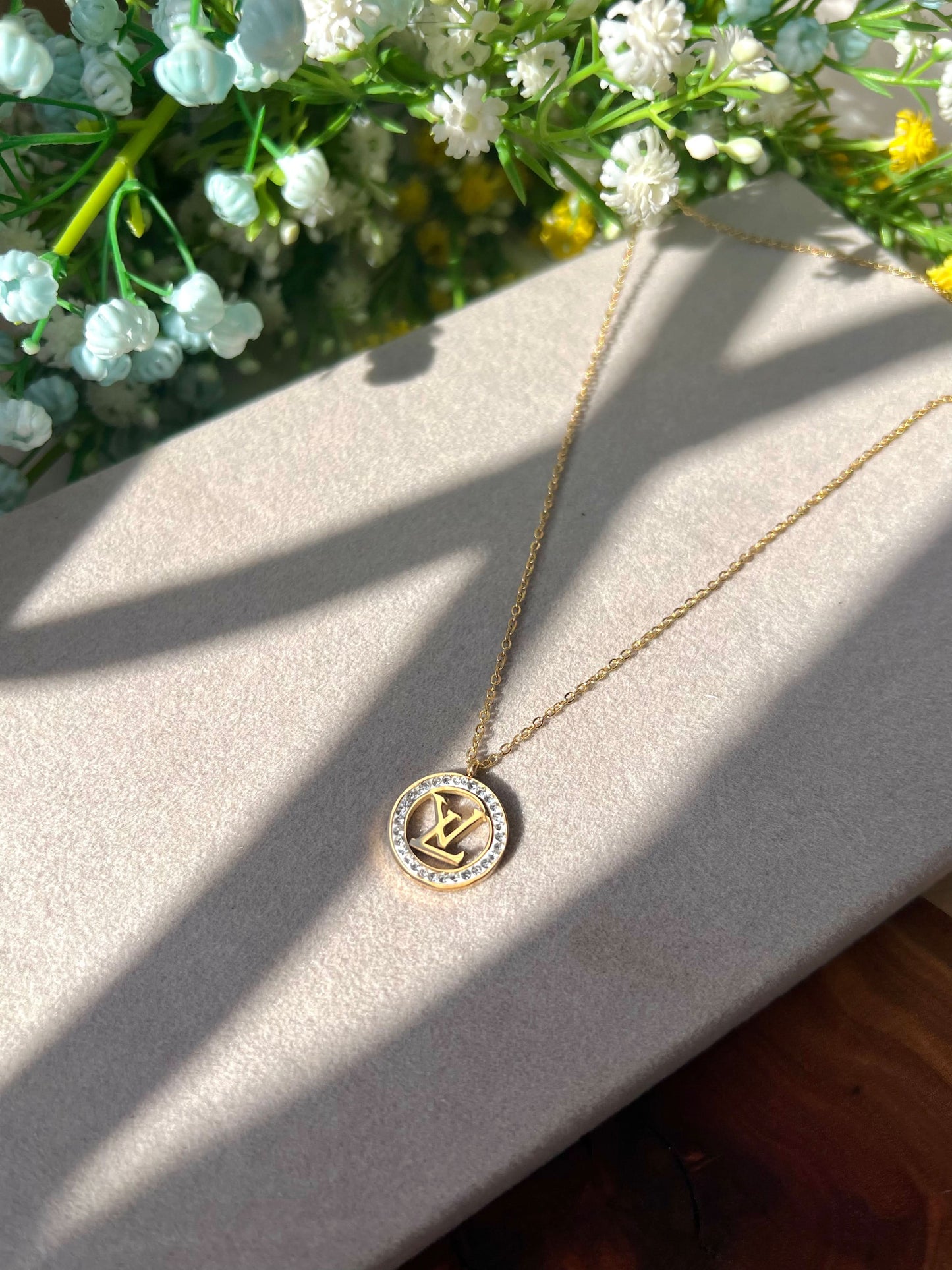 Stainless steel Lv Stone Necklace