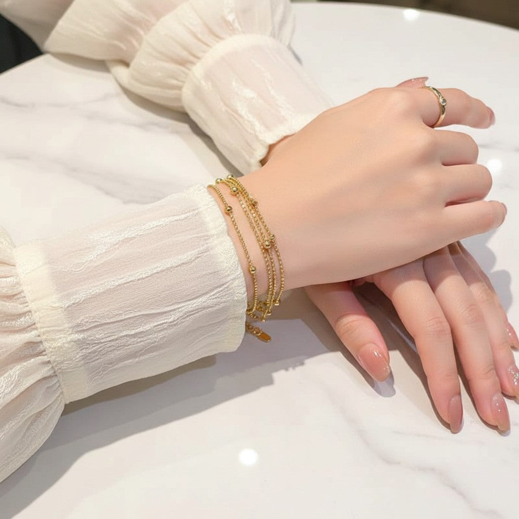 Elegant Gold Multi-Layer Beaded Bracelet for Women