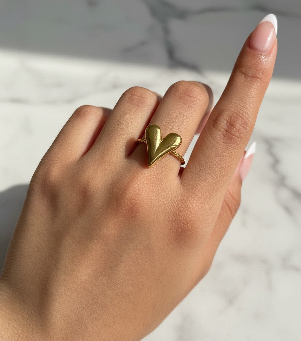 Gold Heart Statement Ring