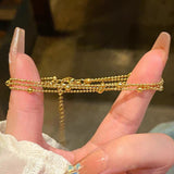 Elegant Gold Multi-Layer Beaded Bracelet for Women