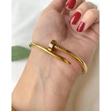 Nail Golden Bangle – Elegant & Durable Stainless Steel Bracelet - Crazy Women