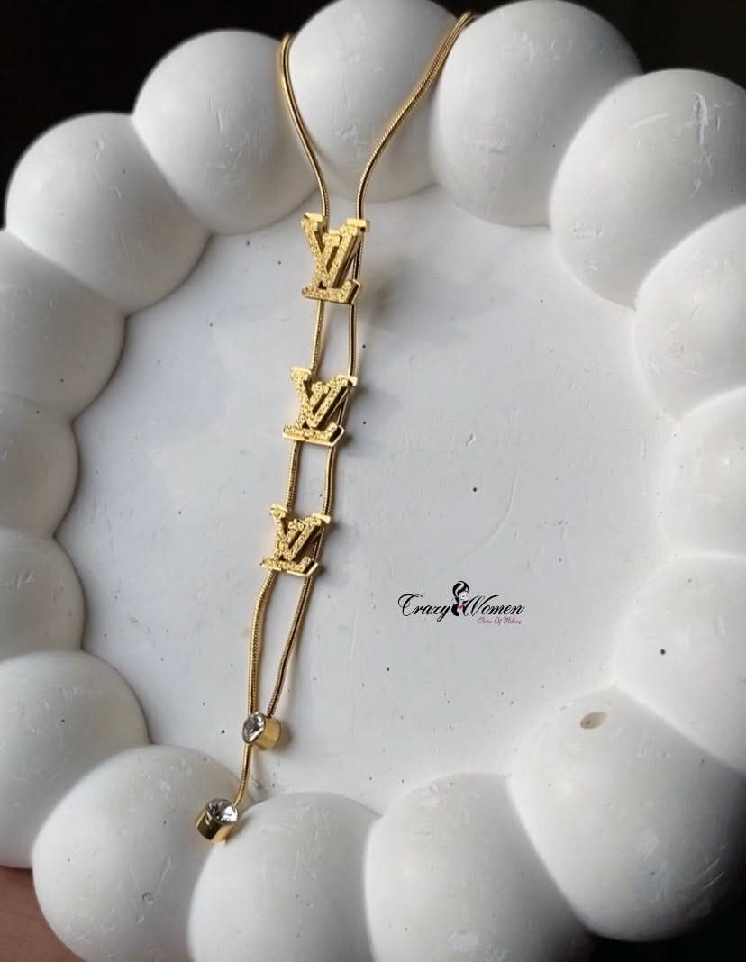 Stainless Steel Triple LV Necklace for Girls – Trendy Pendant Necklaces - Crazy Women