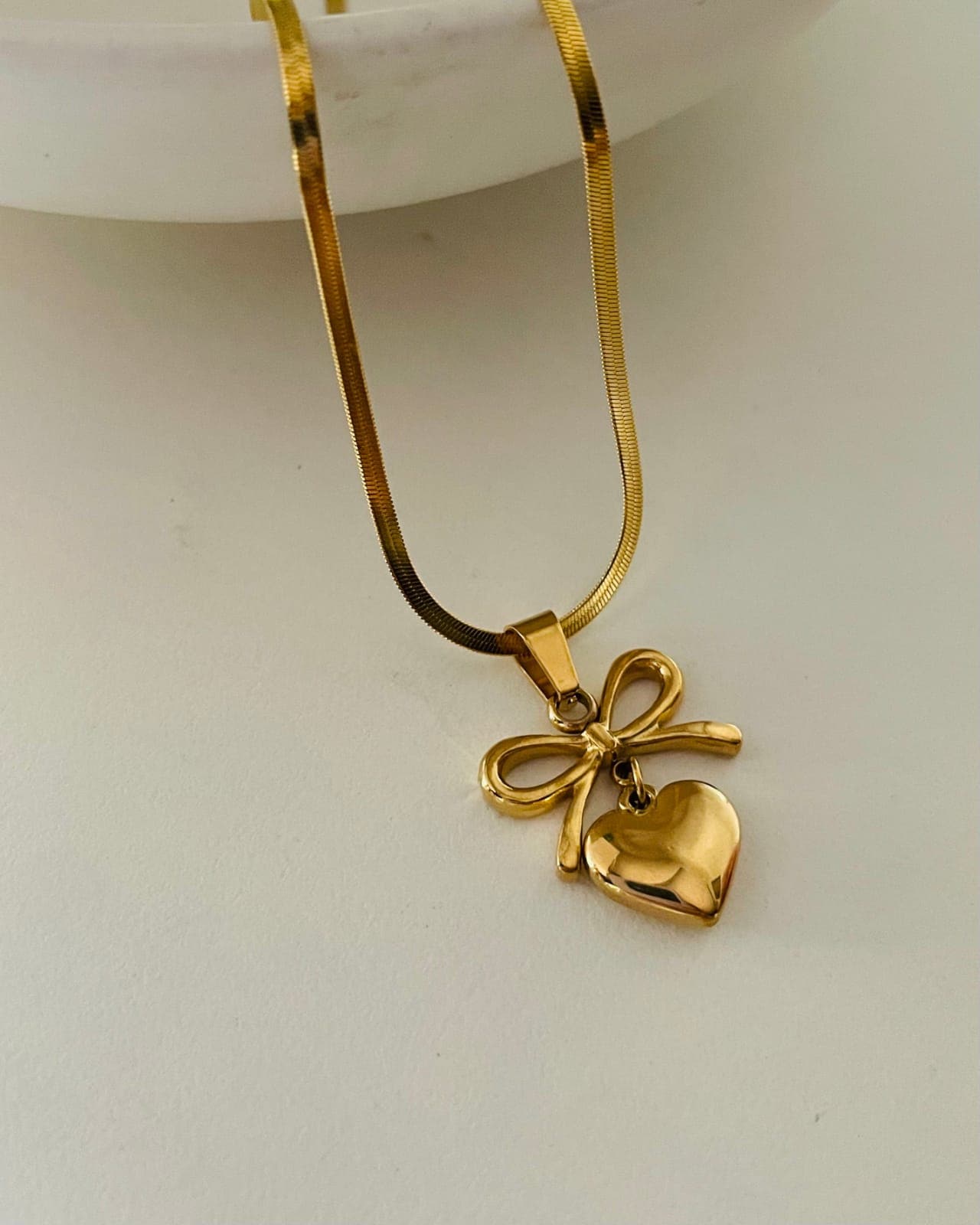 Bow And Heart Gold plated Women Necklace - Crazy Women
