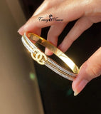 Luxury Chanel-Inspired Gold Bangle – Stainless Steel Bracelet