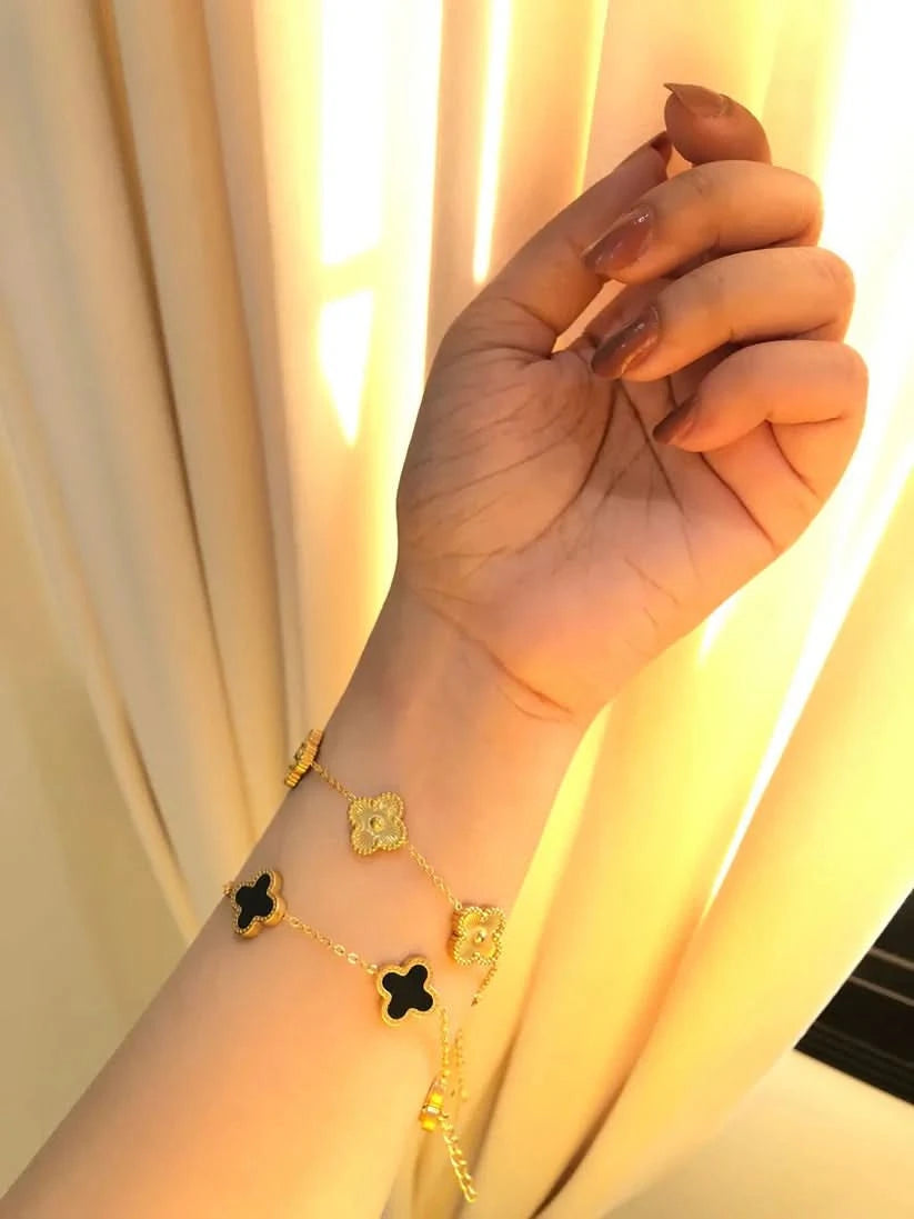 Golden & Black clover Bracelet Stack Set - Crazy Women