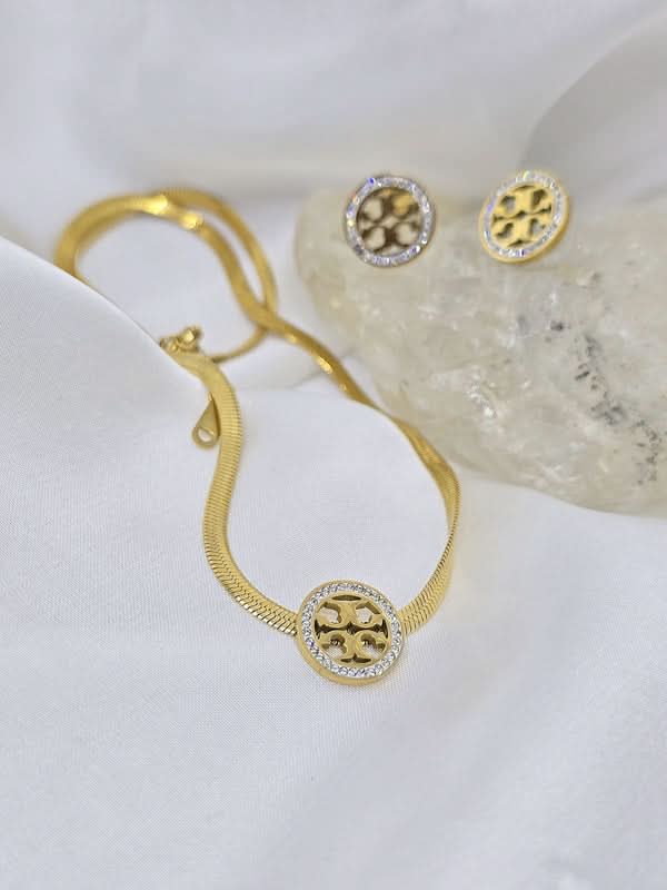 Tory Gold Plated Stainless Steel Snake Chain And Earring set - Crazy Women
