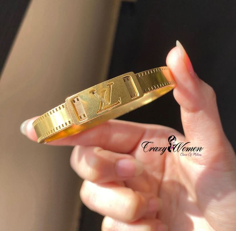 LV-Inspired Stainless Steel Bangle – Luxury Bracelet for Women - Crazy Women