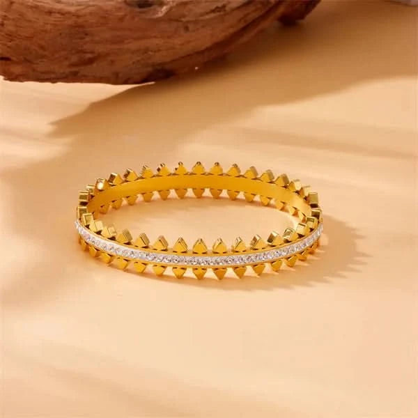 Cubic Zirconia Geometric 18k Gold plated Stainless Steel Bracelet
