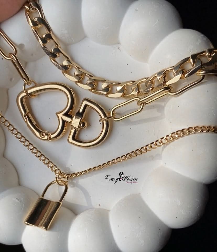 Three Layer Lock Pendant Long Necklace | Jewelry Online | Jewelry Store