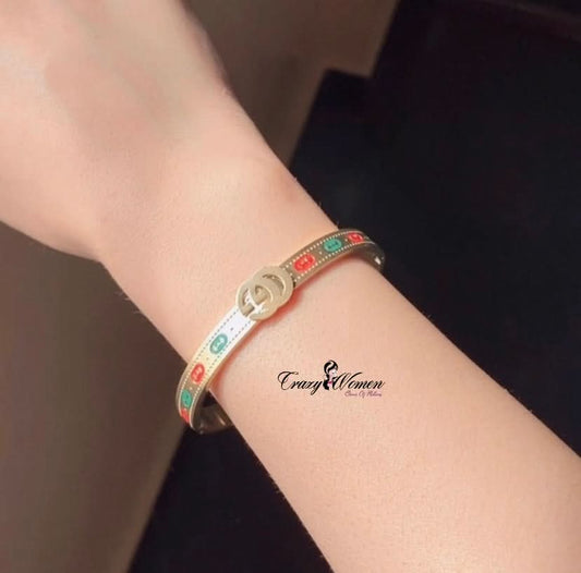 Gucci-Inspired Stainless Steel Bangle – Luxury Bracelet for Women