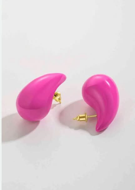 Pink Water Drop Design Earring - Crazy Women