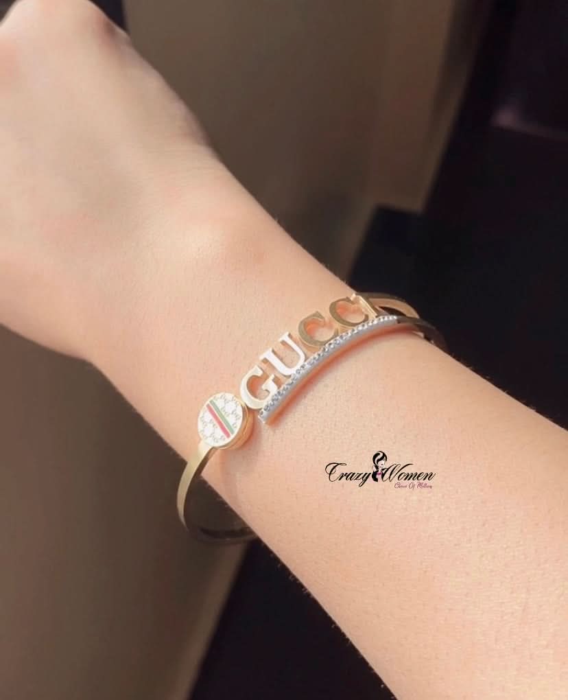 Gucci-Inspired Stainless Steel Bangle – Luxury Bracelet for Women - Crazy Women