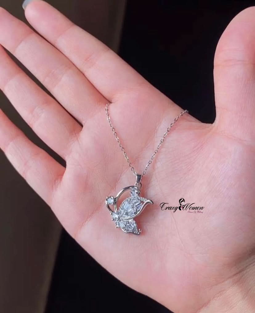 Wings Design Silver Necklace – Elegant Necklaces for Girls & Women - Crazy Women