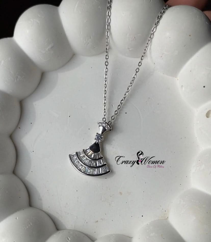 Silver Skirt Design Necklace – Elegant Necklaces for Women & Girls - Crazy Women