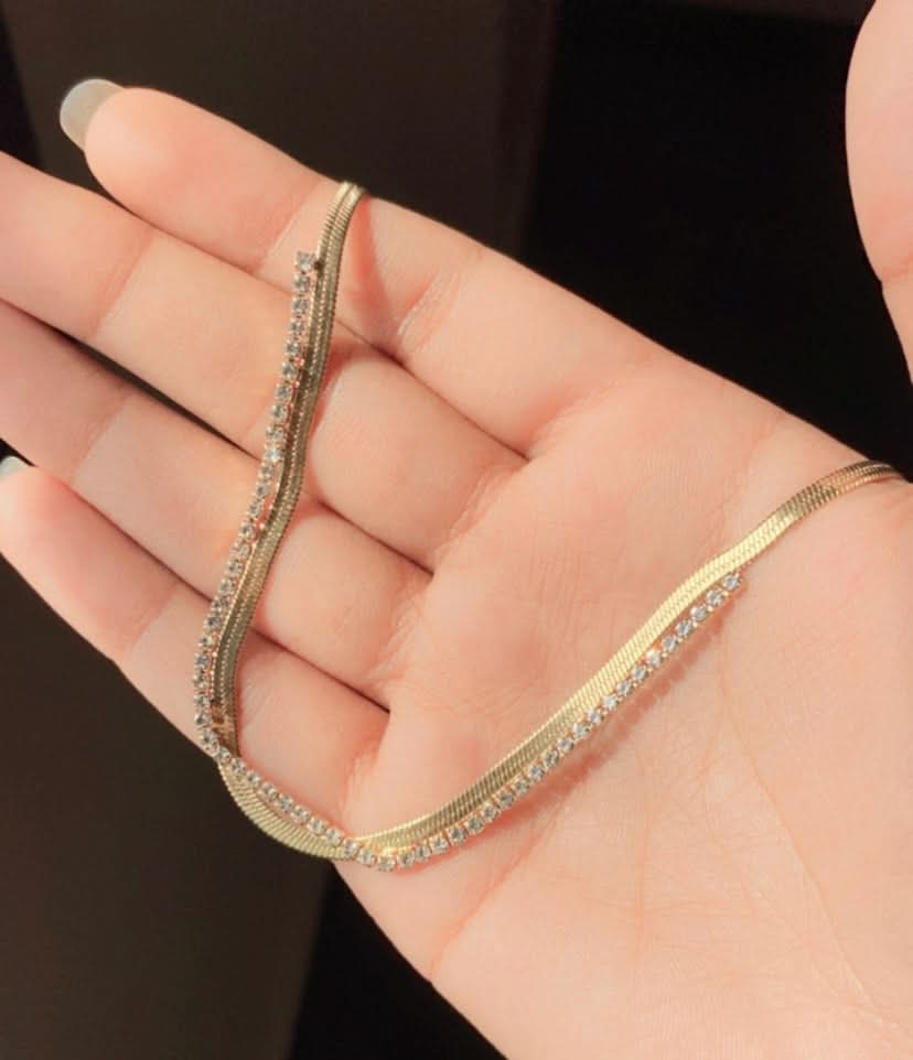 18k Plated Snake Chain Zircon Necklace – Luxury Jewelry for Women
