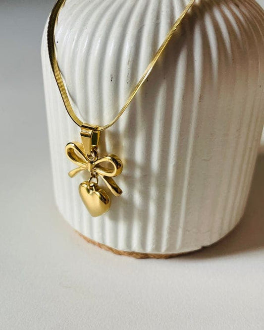 Bow And Heart Gold plated Women Necklace - Crazy Women