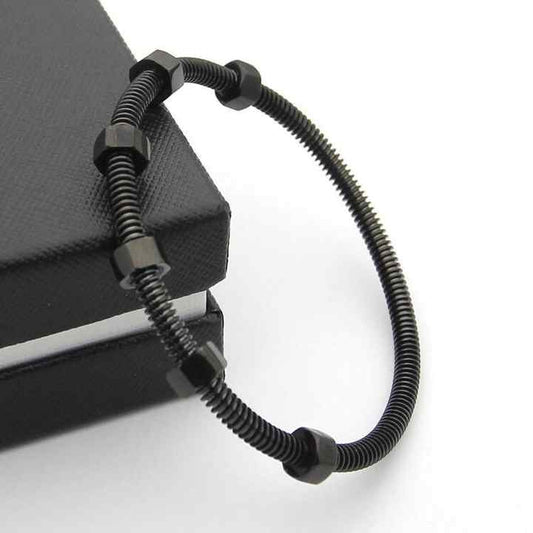 Black Screw Bangle – Stylish & Durable Stainless Steel Bracelet