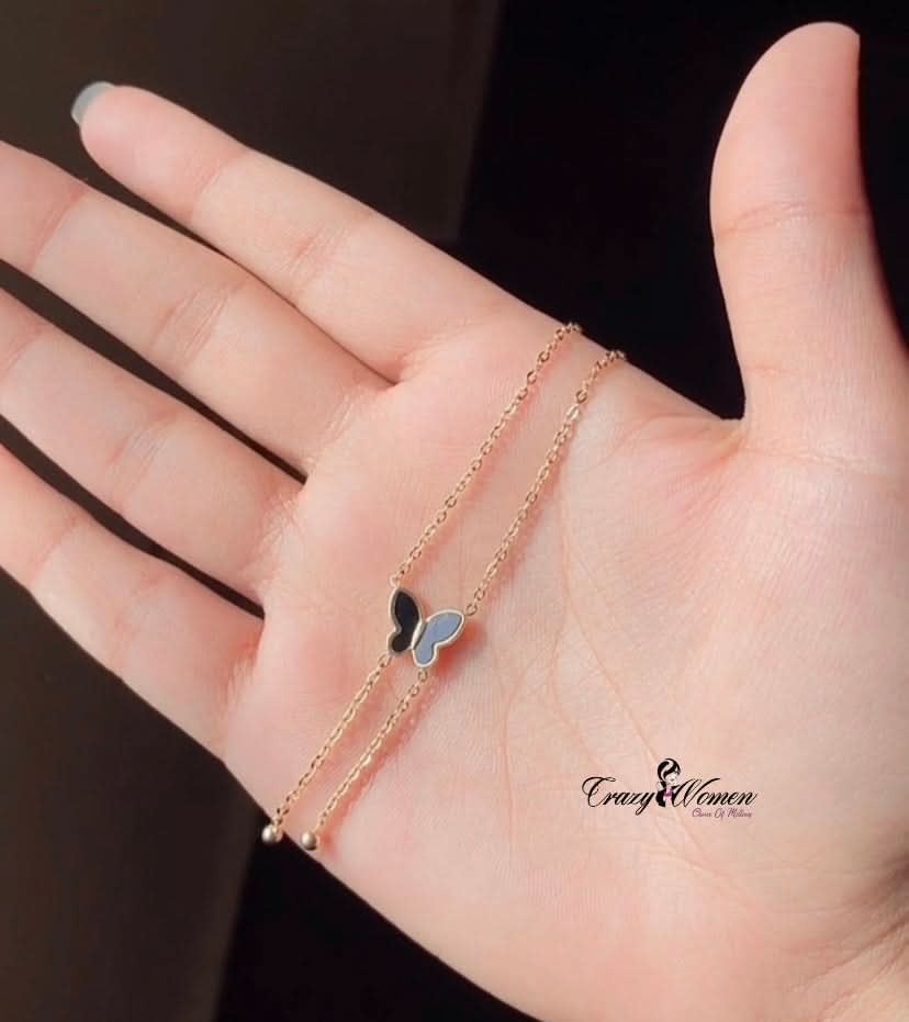 Black Butterfly with Golden Chain Necklace