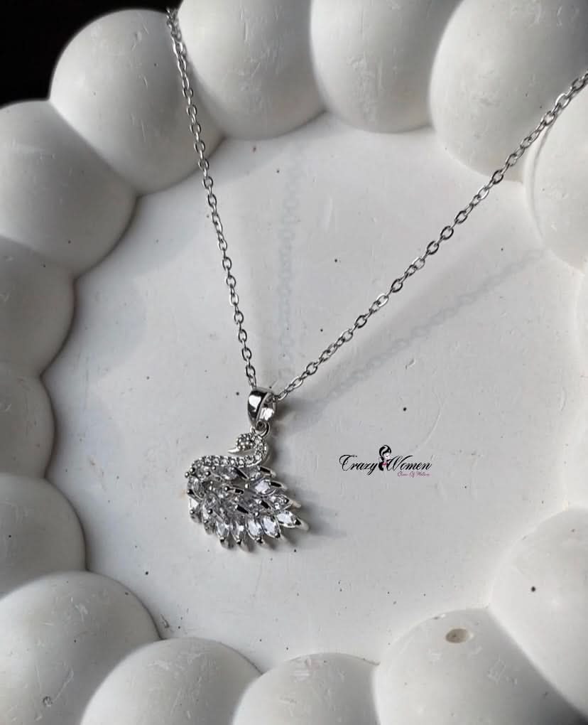 Silver Swan Necklace – Elegant Pendant Necklaces for Women - Crazy Women