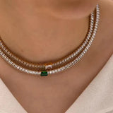 18k Gold Plated Emerald Zircon Necklace - Crazy Women
