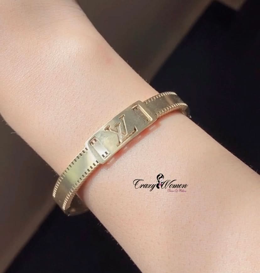 LV-Inspired Stainless Steel Bangle – Luxury Bracelet for Women - Crazy Women