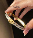 Luxury Chanel-Inspired Gold Bangle – Stainless Steel Bracelet