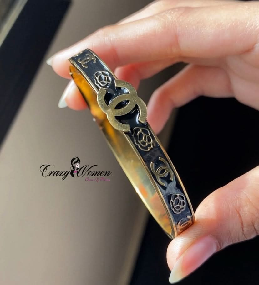 Chanel-Inspired Gold Bangle – Elegant Stainless Steel Bracelet - Crazy Women