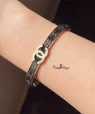 Chanel-Inspired Gold Bangle – Elegant Stainless Steel Bracelet