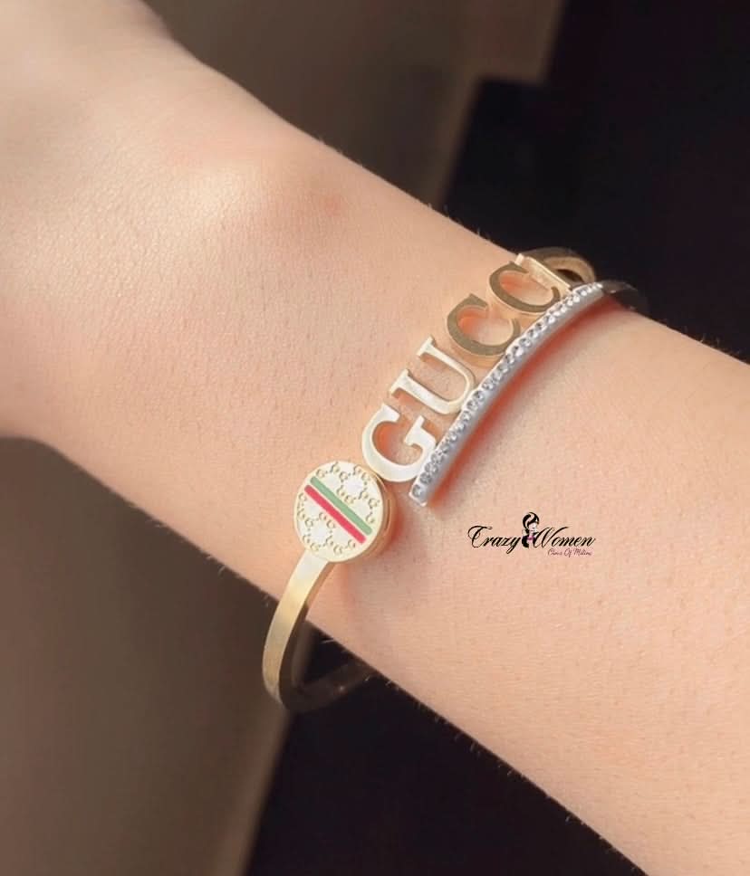 Gucci-Inspired Stainless Steel Bangle – Luxury Bracelet for Women - Crazy Women