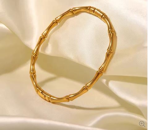 Gold Bamboo Style Bangle Bracelet for Women