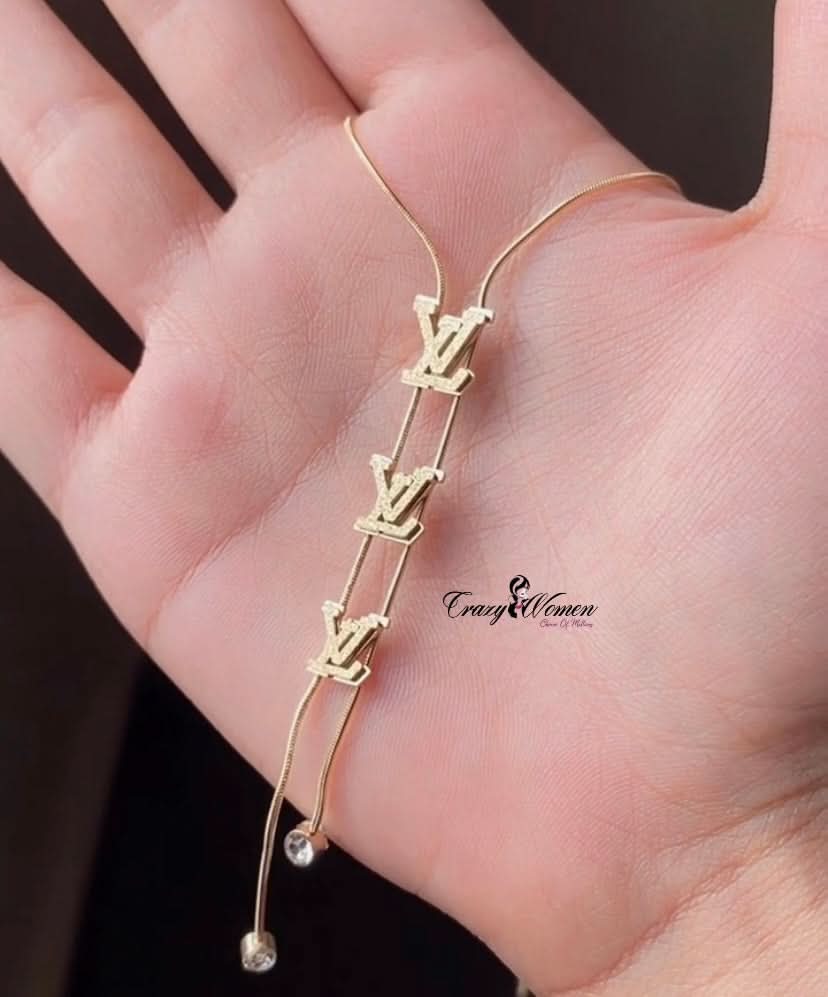Stainless Steel Triple LV Necklace for Girls – Trendy Pendant Necklaces - Crazy Women