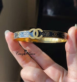 Chanel-Inspired Gold Bangle – Elegant Stainless Steel Bracelet