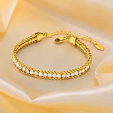 Luxury Jewelry Women Accessories Cubic Zirconia Cuban Chain Tennis Chains Bracelet Stainless Steel - Crazy Women