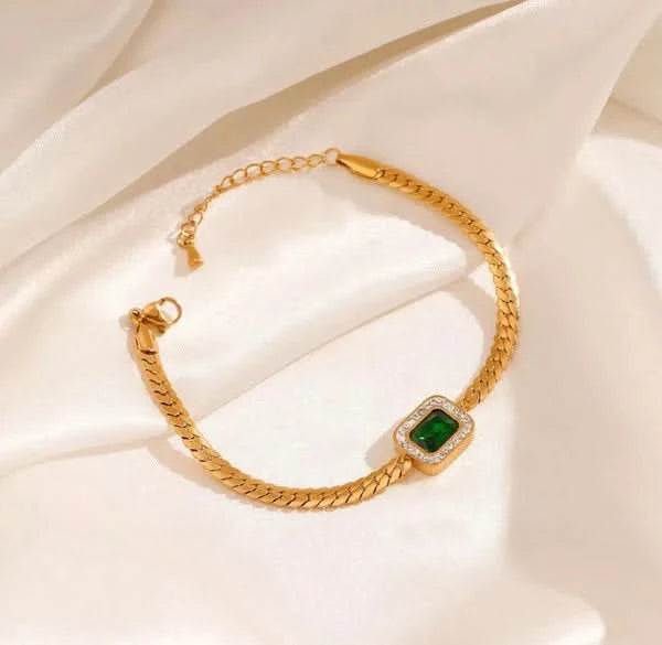 18k plated Emerald Stone Bracelet