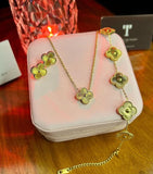 Golden Clover Complete Set – Necklace, Bracelet & Earrings - Crazy Women