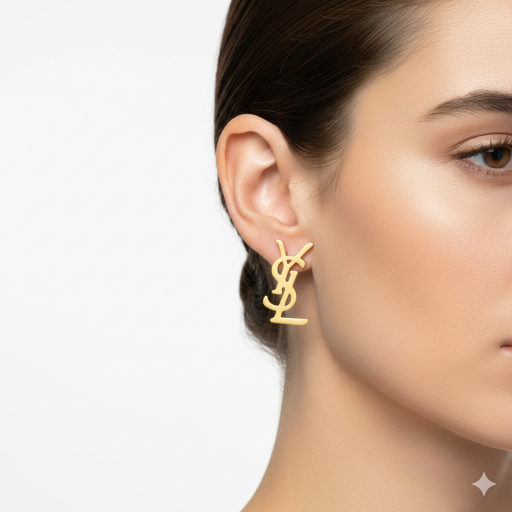 Gold Monogram Stud Earrings