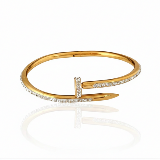 Nail Stone Bangle – Elegant Stainless Steel Bracelet with Stunning Stones